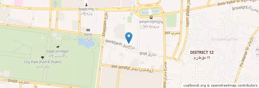 Mapa de ubicacion de پایانه متروی امام خمینی en Iran, Téhéran, شهرستان تهران, Téhéran, بخش مرکزی شهرستان تهران.