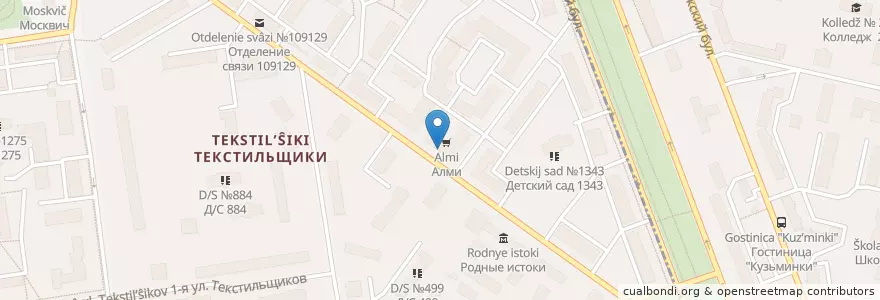 Mapa de ubicacion de Трика en Rusia, Distrito Federal Central, Москва, Юго-Восточный Административный Округ, Район Текстильщики.