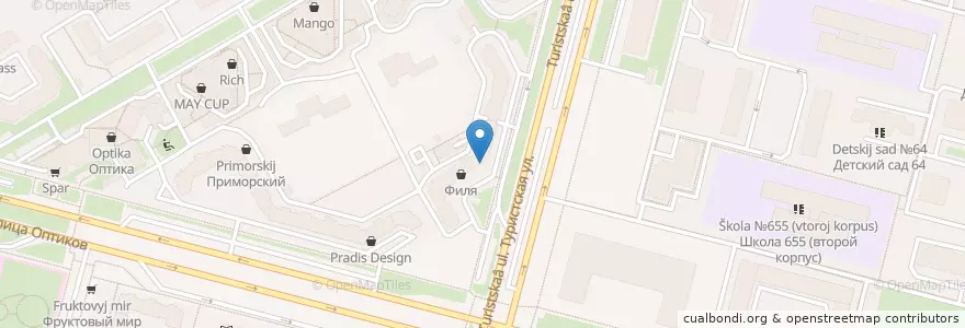 Mapa de ubicacion de Росгосстрах en Russland, Föderationskreis Nordwest, Oblast Leningrad, Sankt Petersburg, Приморский Район, Округ № 65.