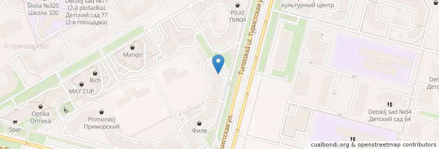 Mapa de ubicacion de Династия en Russia, Northwestern Federal District, Leningrad Oblast, Saint Petersburg, Приморский Район, Округ № 65.