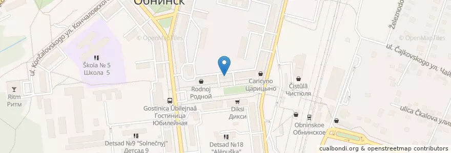 Mapa de ubicacion de Чайхана en روسيا, Центральный Федеральный Округ, Калужская Область, Городской Округ Обнинск.