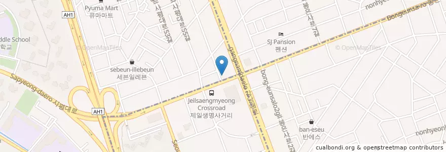 Mapa de ubicacion de 버거킹 en Güney Kore, Seul, 서초구, 반포1동.
