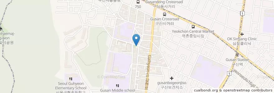 Mapa de ubicacion de 구산동청사 공영주차장 en Республика Корея, Сеул, 은평구, 구산동.