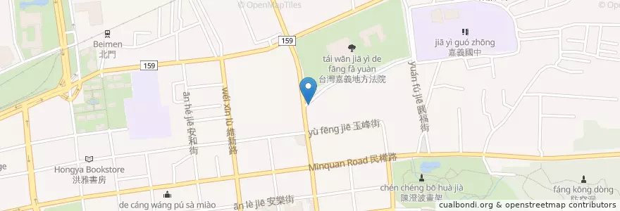 Mapa de ubicacion de 福德祠 en Taiwan, 臺灣省, 嘉義市, Condado De Chiayi, 東區.