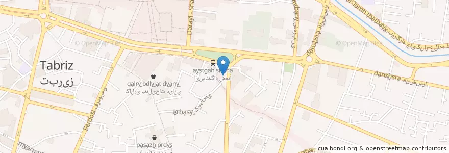 Mapa de ubicacion de بانک تجارت en Iran, Ost-Aserbaidschan, شهرستان تبریز, بخش مرکزی شهرستان تبریز, تبریز.