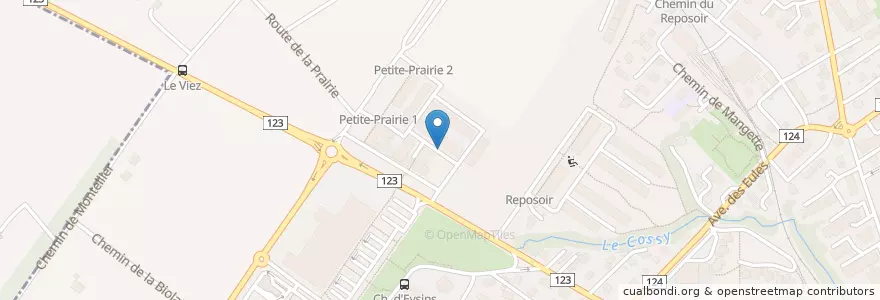 Mapa de ubicacion de Petite Prairie en سويسرا, فود, District De Nyon, Nyon.