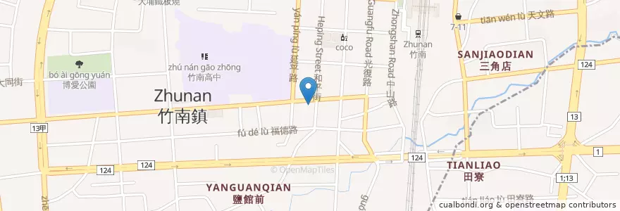 Mapa de ubicacion de 臺灣土地銀行 en 臺灣, 臺灣省, 苗栗縣, 竹南鎮.