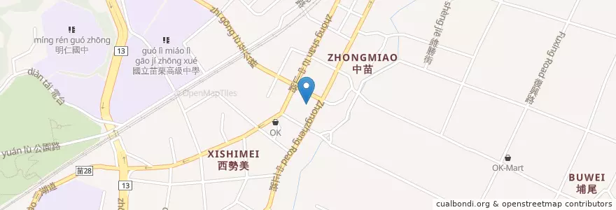 Mapa de ubicacion de 臺灣中小企業銀行 en Tayvan, 臺灣省, 苗栗縣, 苗栗市.