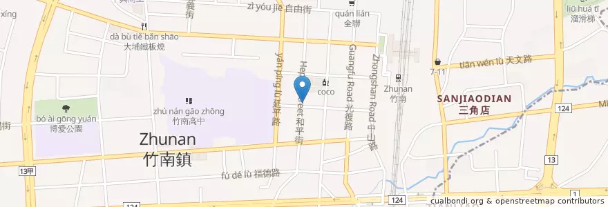 Mapa de ubicacion de 台中商業銀行 en 臺灣, 臺灣省, 苗栗縣, 竹南鎮.