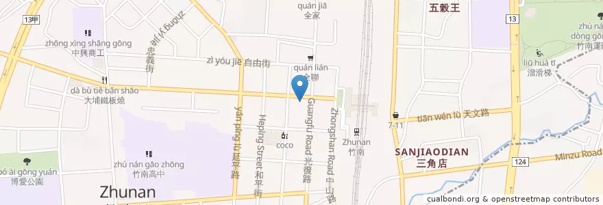 Mapa de ubicacion de 臺灣中小企業銀行 en Taiwan, Taiwan Province, Miaoli County, Zhunan Town.