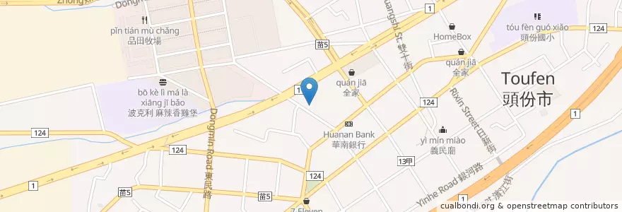 Mapa de ubicacion de 渣打國際商業銀行 en تايوان, مقاطعة تايوان, 苗栗縣, 頭份市.