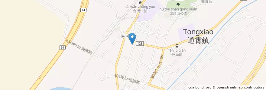 Mapa de ubicacion de 臺灣土地銀行 en Taiwan, Taiwan Province, Miaoli County, Tongxiao.
