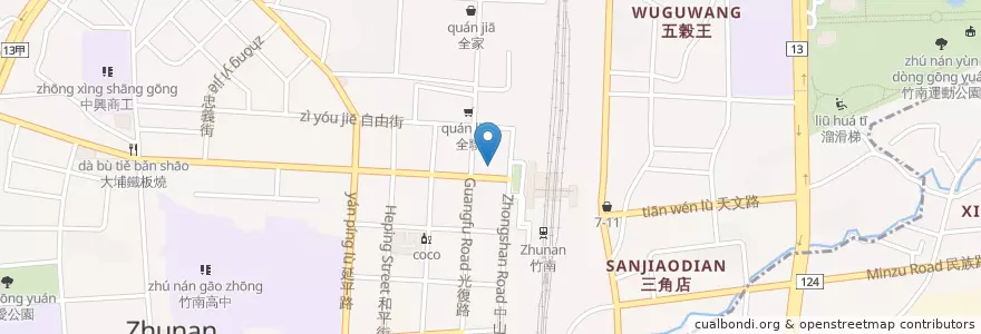 Mapa de ubicacion de 華南商業銀行 en Taiwan, Provincia Di Taiwan, Contea Di Miaoli, Zhunan.