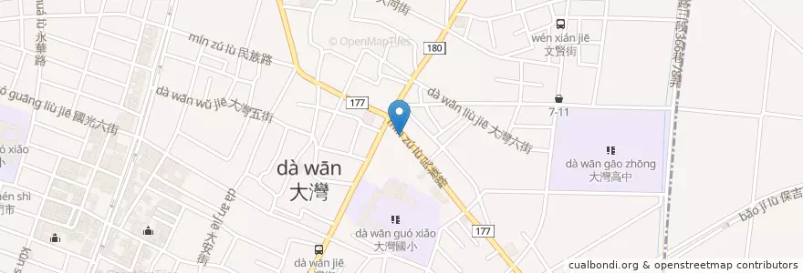 Mapa de ubicacion de 烘爐肉燥飯 en 台湾, 台南市, 永康区.