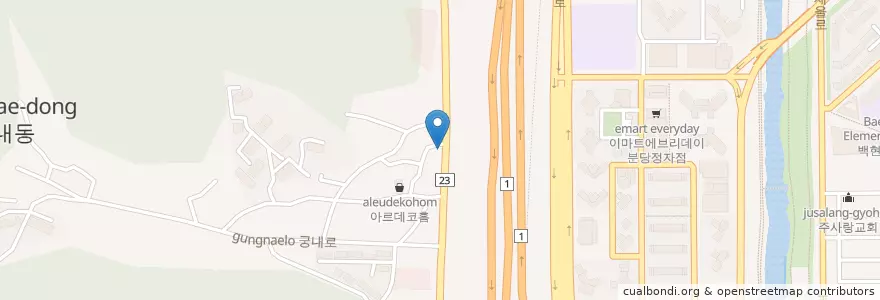 Mapa de ubicacion de 봉춘옥 en Corea Del Sur, Gyeonggi, 분당구.