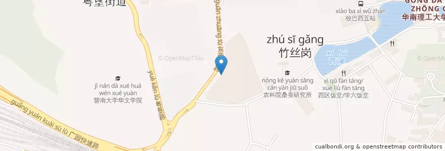 Mapa de ubicacion de 飞影影城 en China, Guangdong, Guangzhou, 天河区, 五山街道.