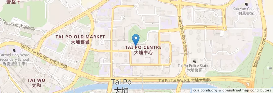 Mapa de ubicacion de 大埔中心 Tai Po Central en 中国, 香港, 広東省, 新界, 大埔區 Tai Po District.