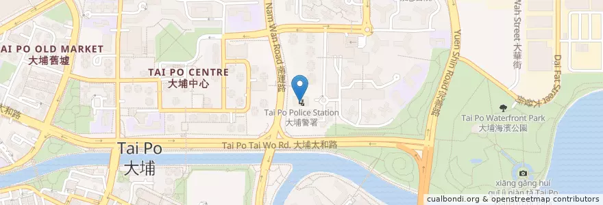 Mapa de ubicacion de 大埔警署 Tai Po Police Station en 中国, 香港 Hong Kong, 广东省, 新界 New Territories, 大埔區 Tai Po District.