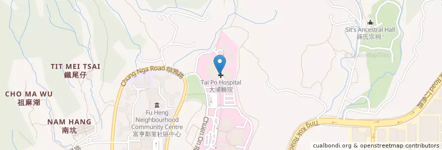 Mapa de ubicacion de 大埔醫院 Tai Po Hospital en Çin, Hong Kong, Guangdong, Yeni Bölgeler, 大埔區 Tai Po District.
