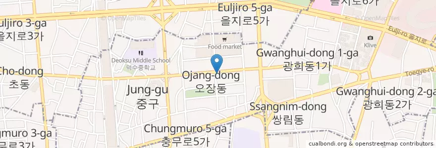 Mapa de ubicacion de 오장동흥남집 en Corea Del Sud, Seul, 광희동.