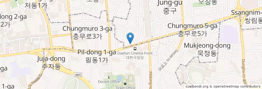 Mapa de ubicacion de 대림정,오발탄 en كوريا الجنوبية, سول, 중구, 필동.