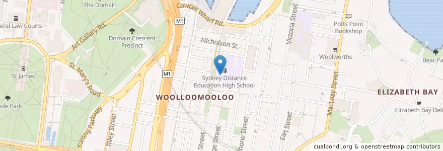 Mapa de ubicacion de Sydney Distance Education High School en Australië, Nieuw-Zuid-Wales, Council Of The City Of Sydney, Sydney.