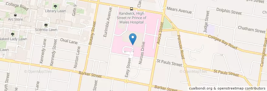 Mapa de ubicacion de Sydney Childrens Hospital School en Avustralya, New South Wales, Sydney, Randwick City Council.