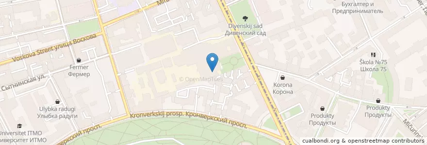 Mapa de ubicacion de Дранковъ en Russie, District Fédéral Du Nord-Ouest, Oblast De Léningrad, Saint-Pétersbourg, Петроградский Район, Округ Кронверкское.