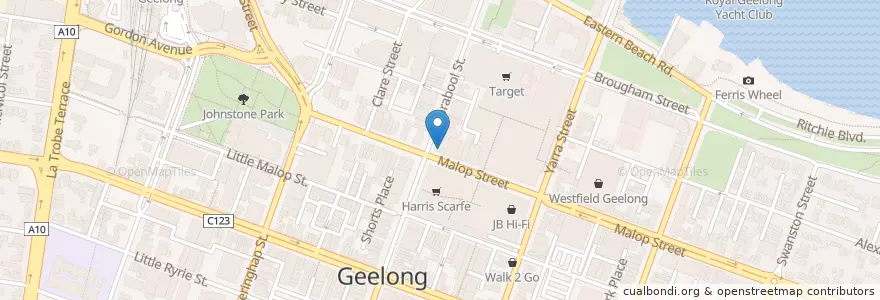 Mapa de ubicacion de Bendigo Bank en Avustralya, Victoria, City Of Greater Geelong.