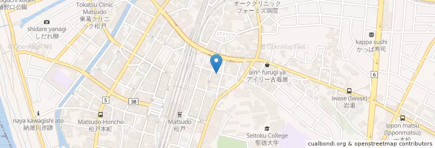 Mapa de ubicacion de 松戸東口郵便局 en Япония, Тиба, 松戸市.