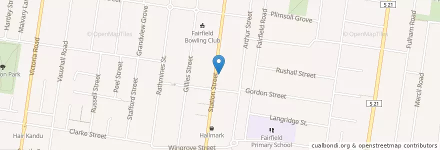 Mapa de ubicacion de Fairfield Post Office en أستراليا, ولاية فيكتوريا, City Of Darebin.
