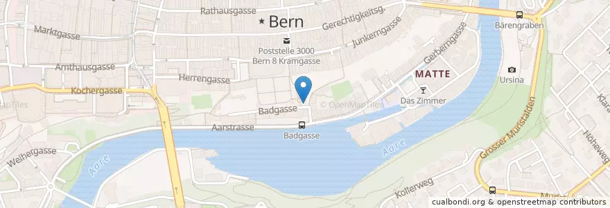 Mapa de ubicacion de Badgassbrunnen en Suiza, Berna, Verwaltungsregion Bern-Mittelland, Verwaltungskreis Bern-Mittelland, Bern.