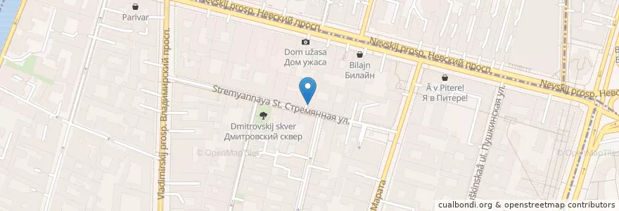 Mapa de ubicacion de Место встречи en ロシア, 北西連邦管区, レニングラード州, サンクト ペテルブルク, Центральный Район.