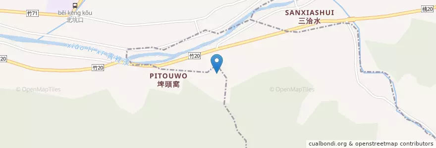 Mapa de ubicacion de 皇德宮 en Taiwán, Provincia De Taiwán, Condado De Hsinchu, 關西鎮, 新埔鎮.