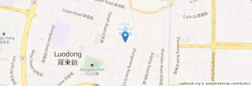 Mapa de ubicacion de 臺灣銀行 en Taiwan, Taiwan Province, Yilan County, Luodong.