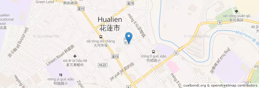 Mapa de ubicacion de 國泰世華商業銀行 en Taiwan, 臺灣省, 花蓮縣, 花蓮市.