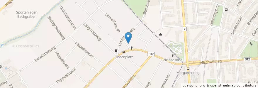 Mapa de ubicacion de Linden Express en سويسرا, مدينة بازل, Basel.