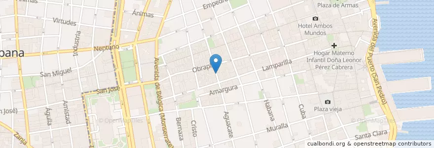 Mapa de ubicacion de Sandwicheria La Bien Paga en Cuba, L'Avana, La Habana Vieja.