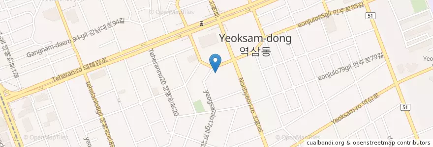Mapa de ubicacion de 현대기사식당 (북어찜) en Corea Del Sur, Seúl, 강남구, 역삼동, 역삼1동.