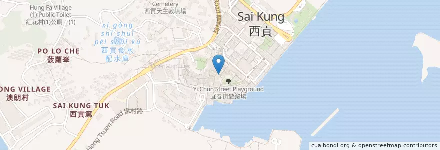 Mapa de ubicacion de Man Tsai Kee Noodles en China, Guangdong, Hongkong, New Territories, 西貢區 Sai Kung District.