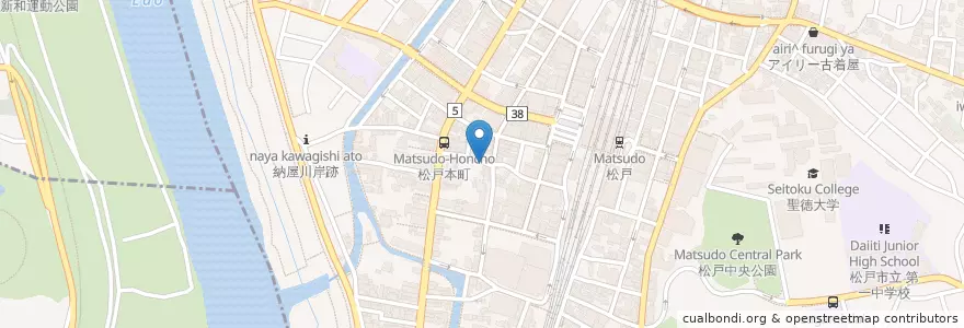 Mapa de ubicacion de すくもづか稲荷神社 en Japonya, 千葉県, 松戸市.