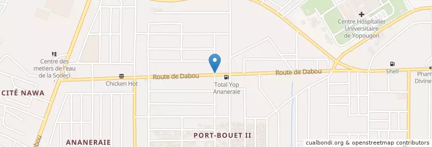 Mapa de ubicacion de Cybercafé en Costa Do Marfim, Abidjan, Yopougon.