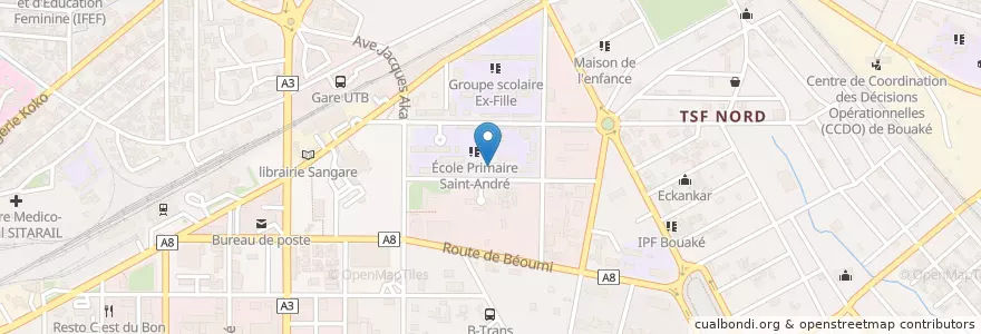 Mapa de ubicacion de Cité Universitaire sainte Marie en Кот-Д’Ивуар, Валле-Дю-Бандама, Gbêkê.