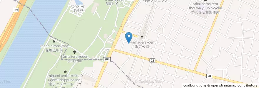 Mapa de ubicacion de たこ焼 とみ en 日本, 大阪府, 堺市, 西区.