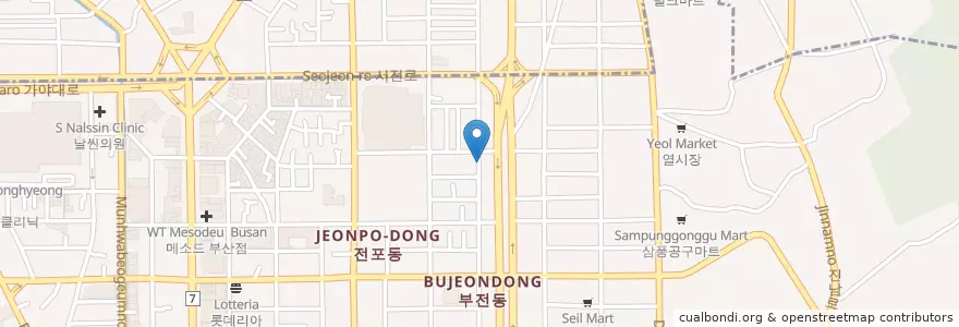 Mapa de ubicacion de INUKI en Республика Корея, Пусан, 부산진구, 전포동.