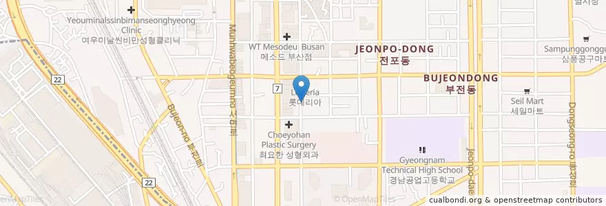 Mapa de ubicacion de コヨナム en 大韓民国, 釜山, 釜山鎮区, 釜田洞.