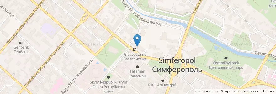 Mapa de ubicacion de Russian post en Russia, South Federal District, Autonomous Republic Of Crimea, Republic Of Crimea, Simferopol District, Simferopol Municipality Council, Simferopol (Urban Okrug).