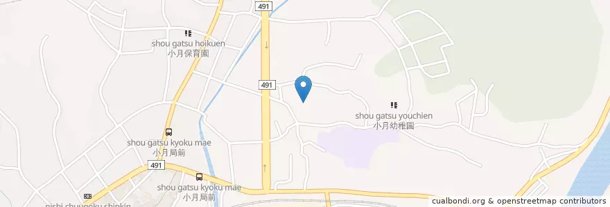Mapa de ubicacion de 小月神社 en Japonya, 山口県, 下関市.