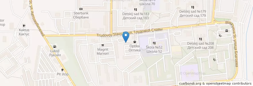 Mapa de ubicacion de №418 en ロシア, 南部連邦管区, クラスノダール地方, Городской Округ Краснодар.