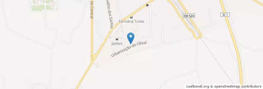 Mapa de ubicacion de Loja CTT Tunes en 葡萄牙, Algarve, Algarve, Faro, Silves, Algoz E Tunes.
